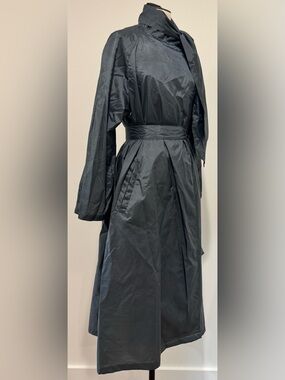 Vintage Dark Olive Long-Sleeve Belted Trench Coat